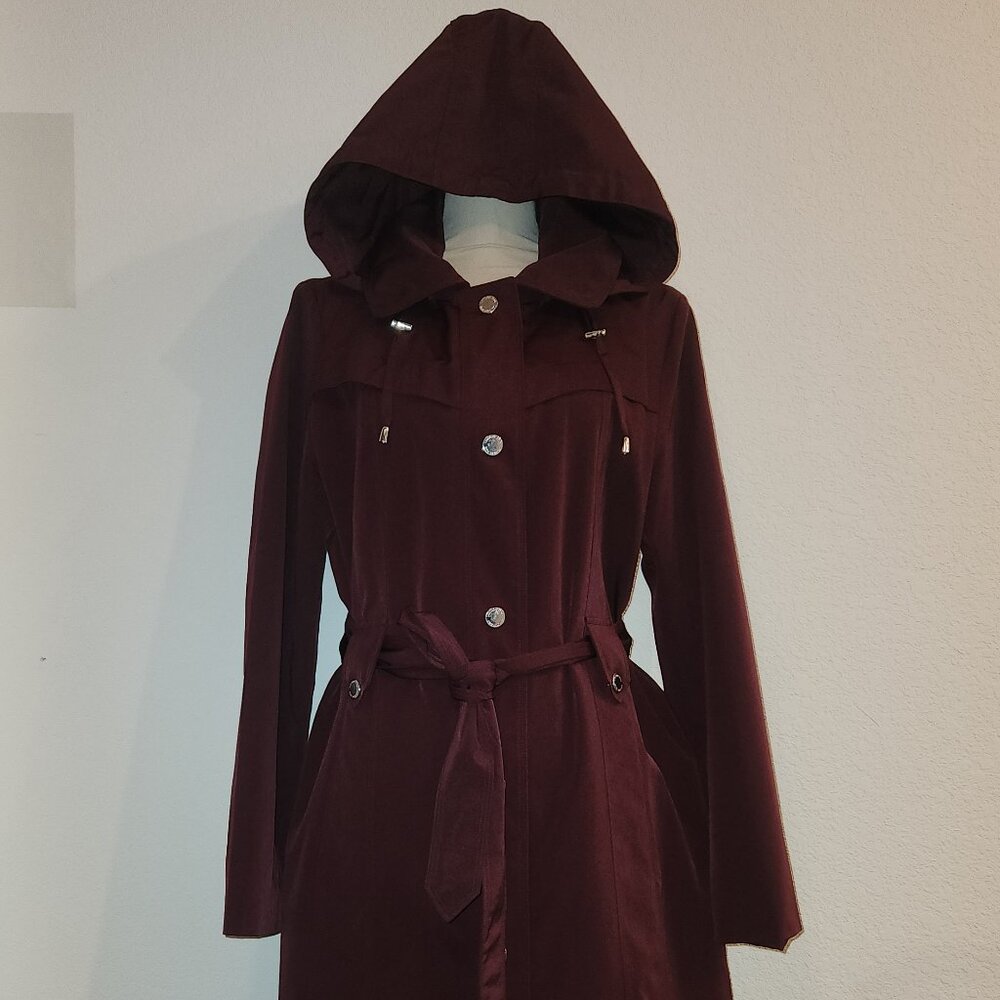 London Fog Trench Coat – Women’s Large – Burgundy / Merlot - Picture 2 of 15